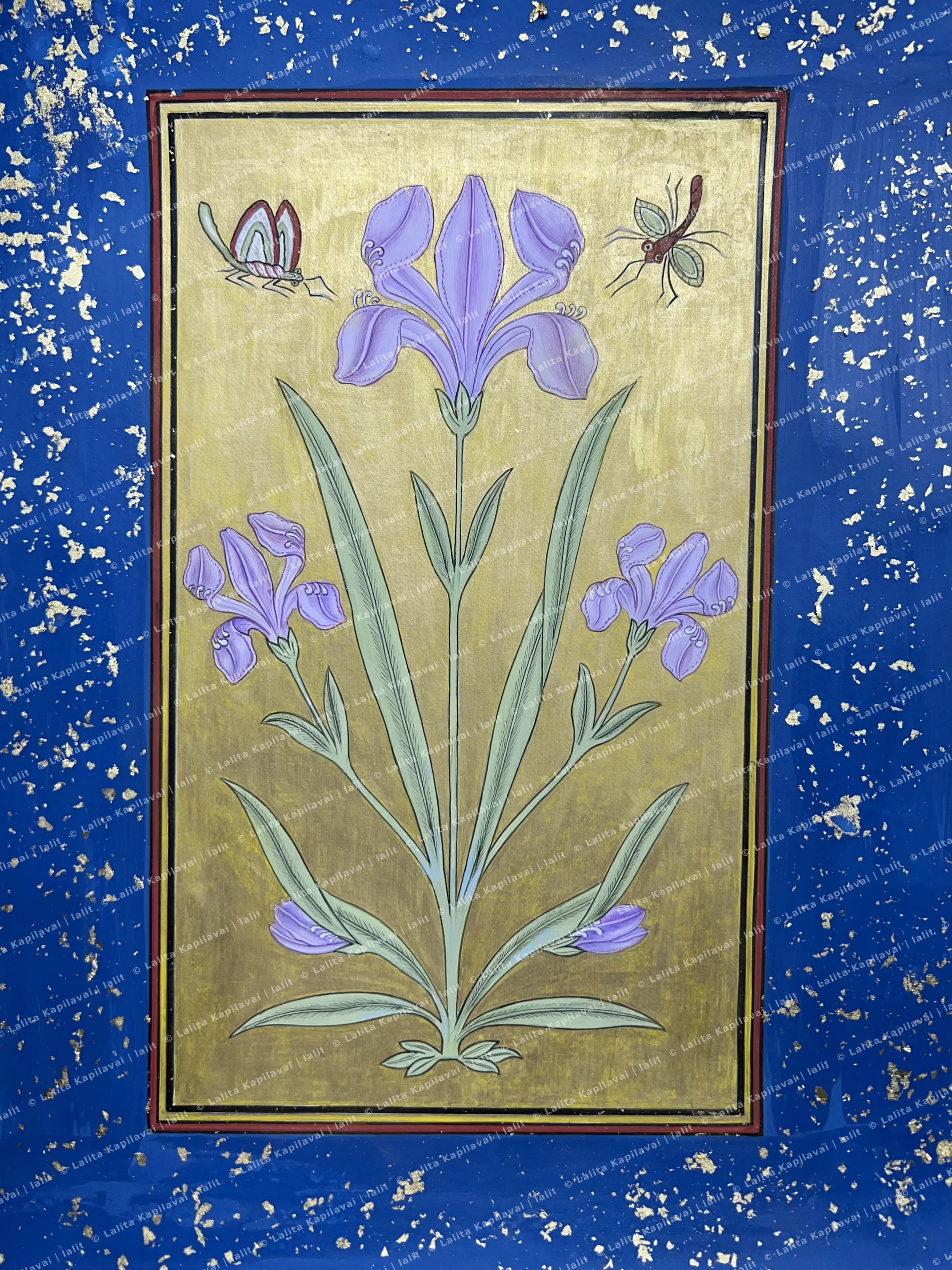 Purple flowers and dragon flies