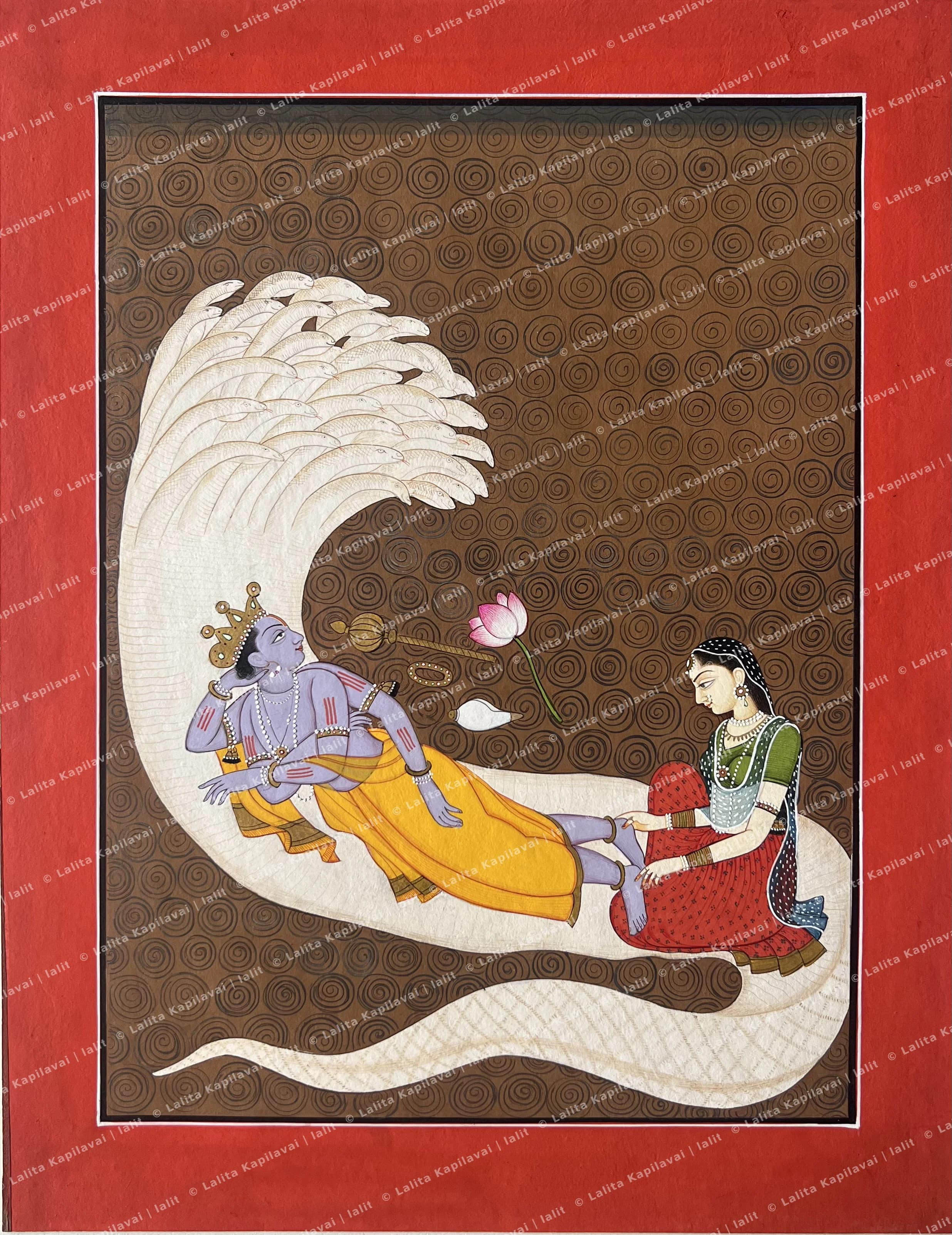 Vishnu and Lakshmi on Seshasai