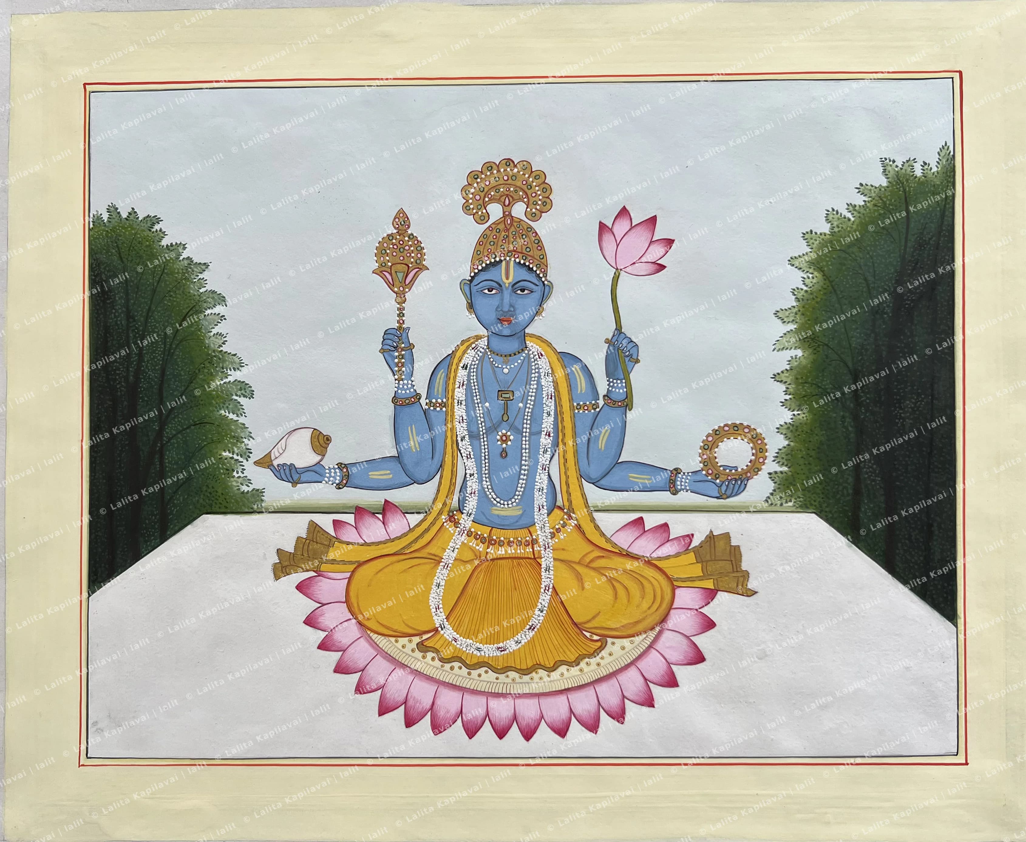 Vishnu seated on a lotus
