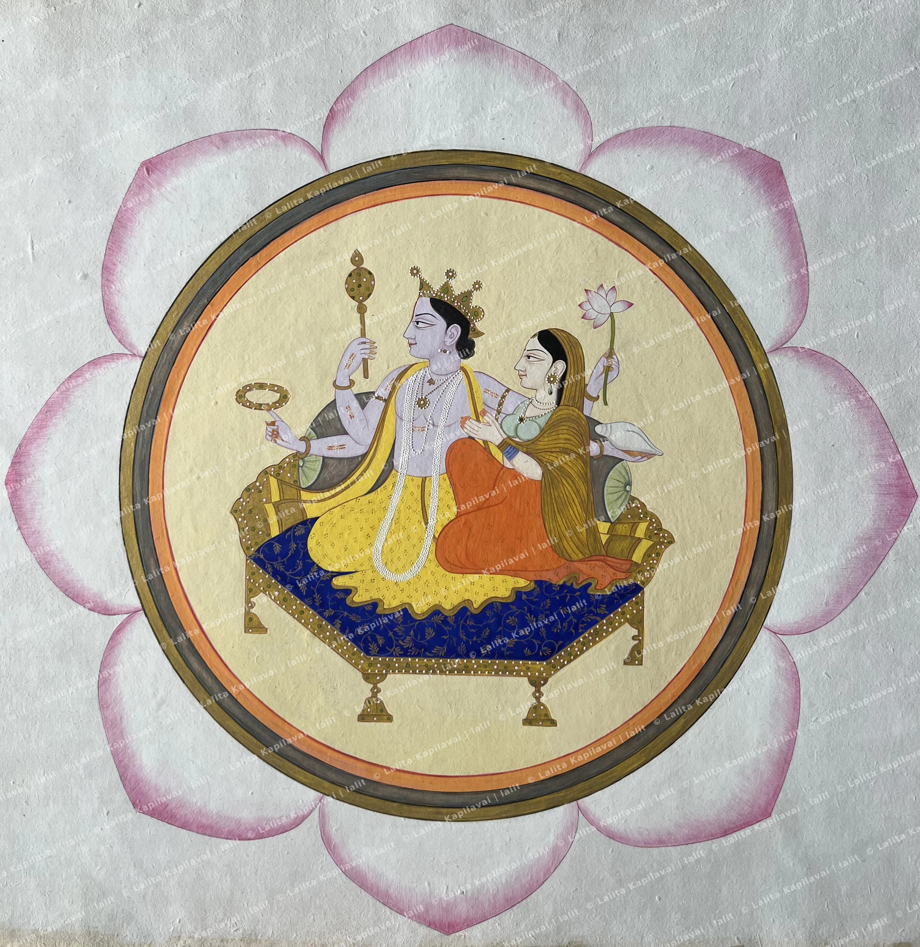 Vishnu Lakshmi seated on a throne
