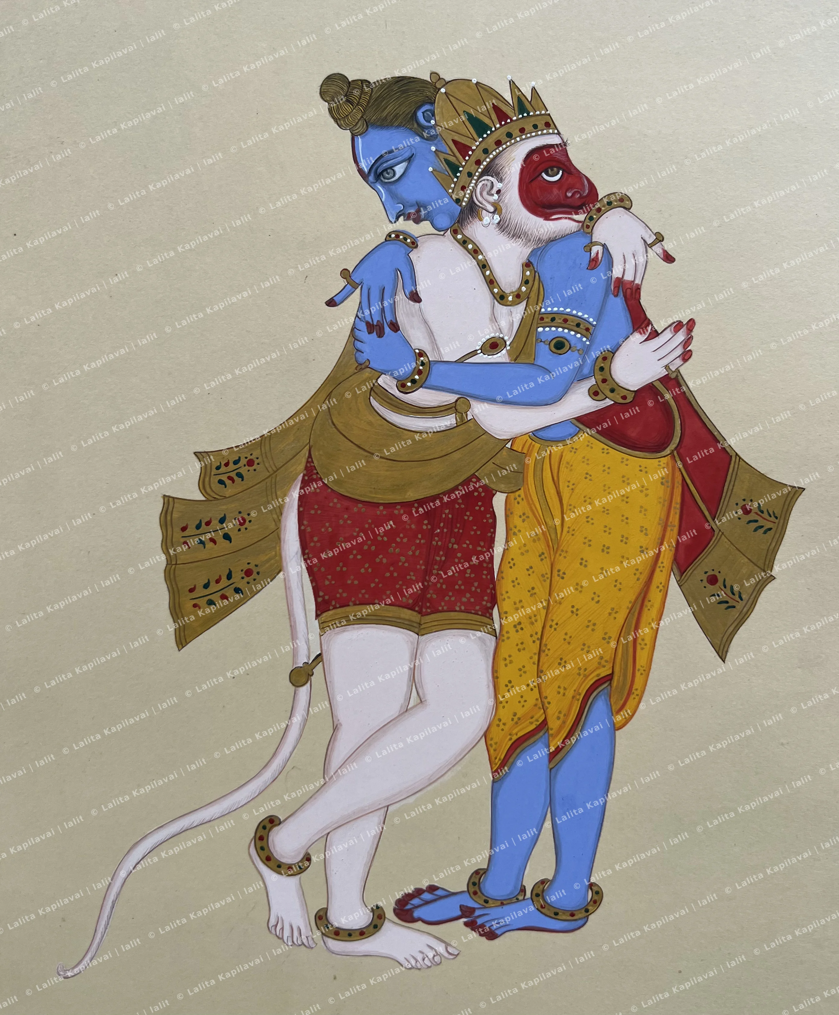 Rama hugging Hanuman