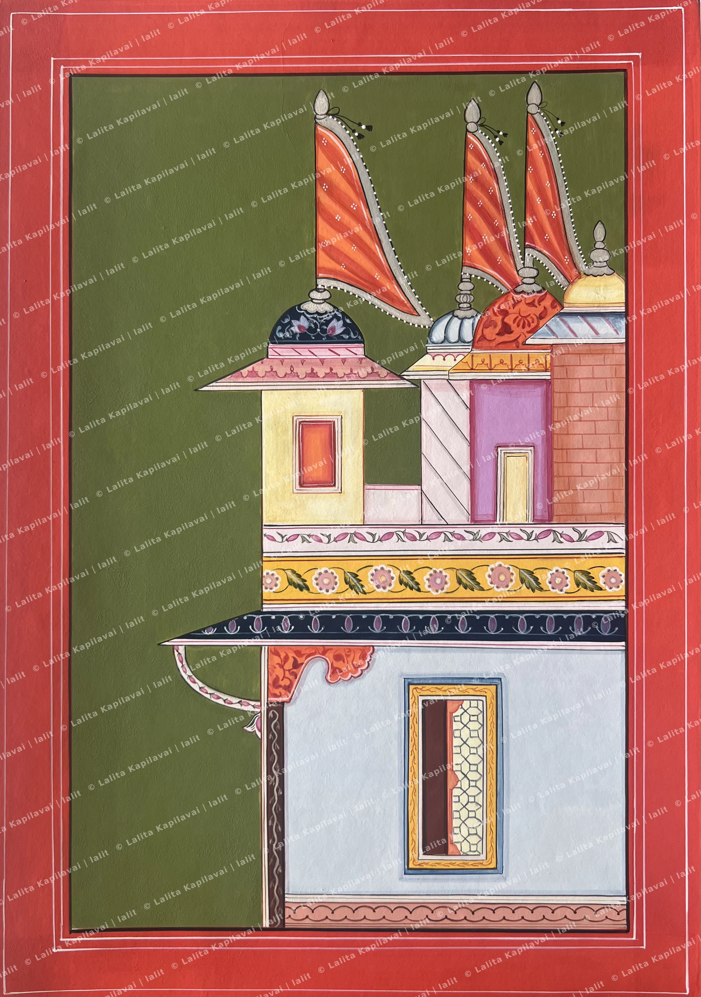 Palace with Saffron Flags