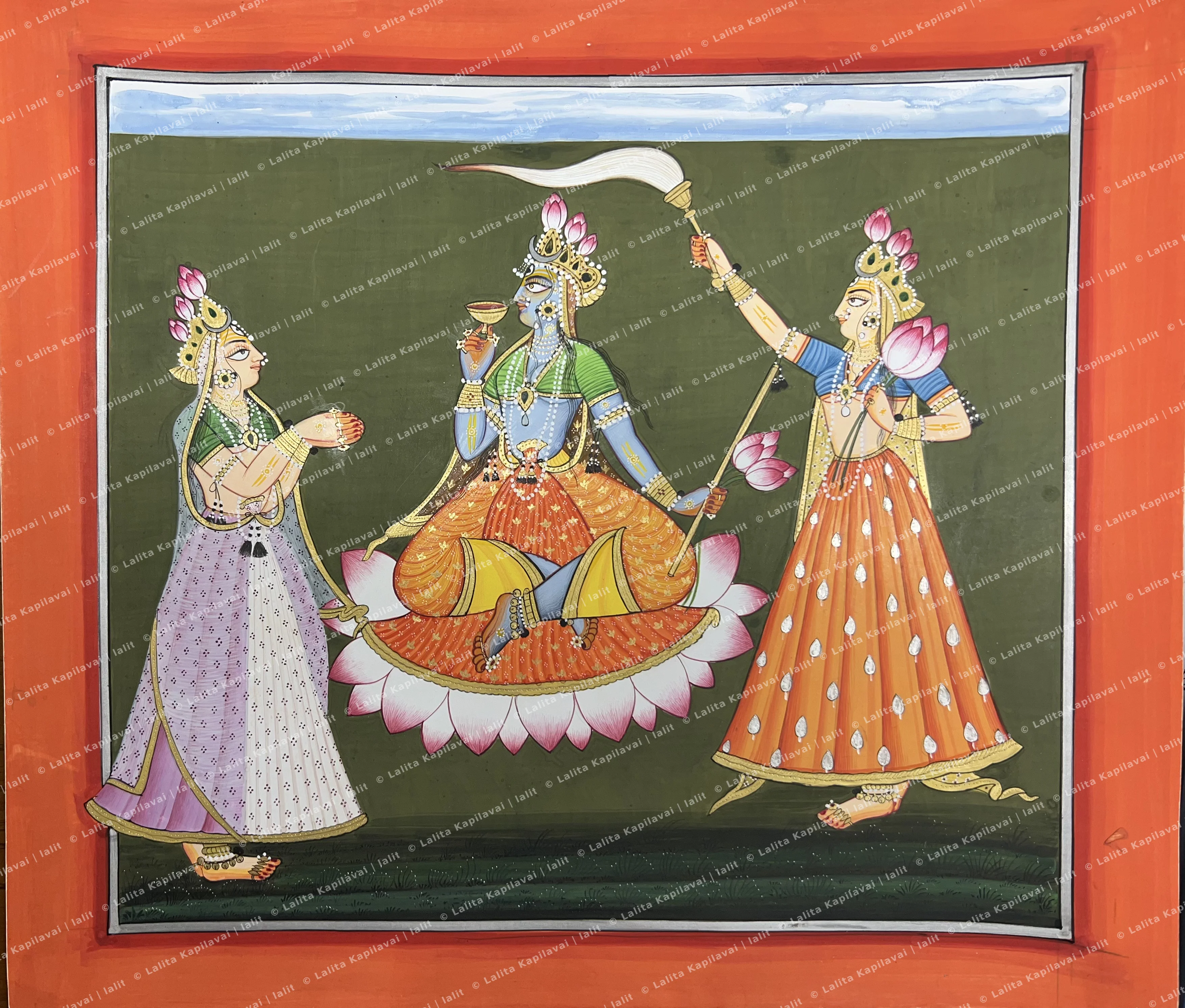 Tantric Devi worshipped by attendants